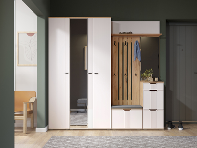 Композиция Прихожей ЭМИЛИЯ Дуб Крафт золотой/Меренга