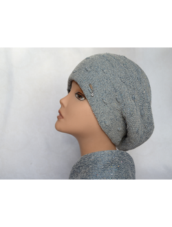 Вязаный голубой берет и шарф Vizio Италия 6411 фото