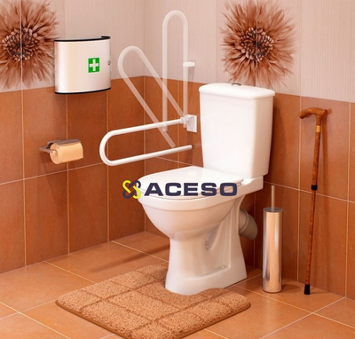 Откидной настенный поручень для унитаза окрашенный, белый