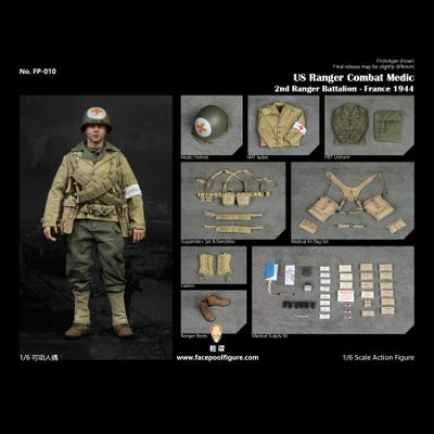 Медик Ирвин Уэйд ("Спасти рядового Райана") - КОЛЛЕКЦИОННАЯ ФИГУРКА 1/6 WWII US Ranger Combat Medic France 1944 (FP010) - Facepoolfigure