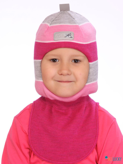 Шапка-шлем 21101-02, цвет розовый, серый р. 50-52