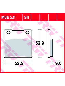 Тормозные колодки передние/задние TRW MCB531 для Suzuki Bandit GSF 250/400/600/1200, GSX 250/400/550/600/750/1100 // Kawasaki Ninja 1200, ZXR 400/750, ZRX 1100,1200, ZX-12R 1200, ZZR 1100/1200 // Hyosung GT Comet 600
