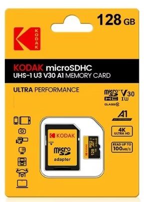 Техническая информация  Бренд Kodak  Стандар тmicroSD  Объем памяти 128 ГБ  Скорость чтения данных 1