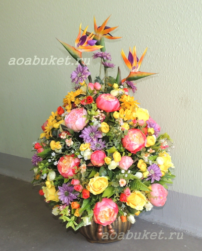 Композиция из искусственных цветов большая напольная  Стрелица № Б003/Заказать на AOABUKET.ru
