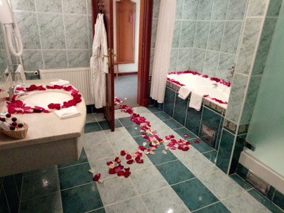 Оформление номера лепестками роз № 1492