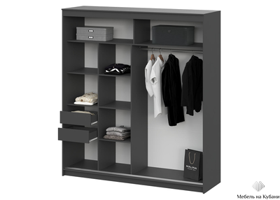 ШКП 3  Макс 2 м  Шкаф-купе Графит