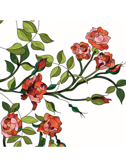 Витражная пленка, витражная пленка самоклеющаяся под заказ,пленочный витраж с красными розами