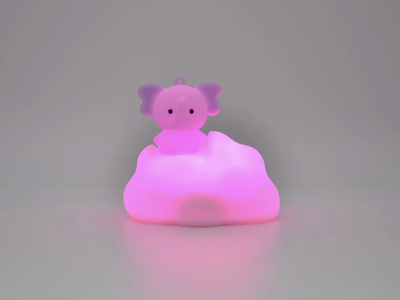 Ночник силиконовый СЛОНИК НА ОБЛАКЕ на аккумуляторе с  пультом (копия)