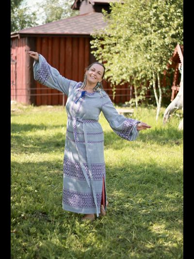 Платье славянское "Волшебница" ручное ткачество