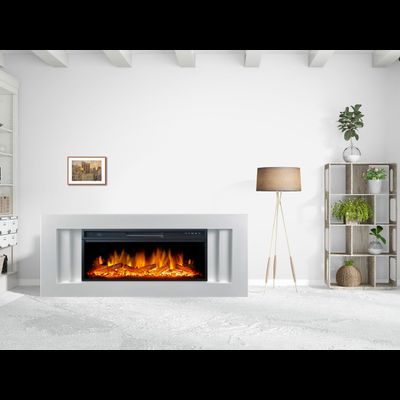 Линейный электрокамин Line WT с очагом Vision 42 LOG LED