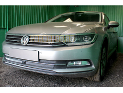 Защита радиатора Volkswagen Passat B8 1.8 / 2.0 2014- (3 части) с фронтальной камерой chrome