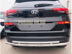 Защита заднего бампера  (кроме двигателя 2,4) d60/42 для Hyundai Tucson (2018-2021)