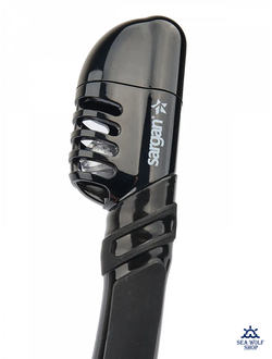 Трубка для дайвинга Sargan "НЕОС" сухая 2 клапана, черный силикон