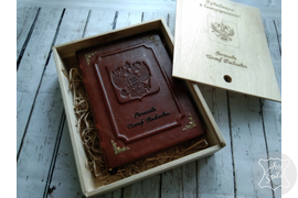 ежедневник из натуральной кожи, кожаный ежедневник, ежедневник с гербом