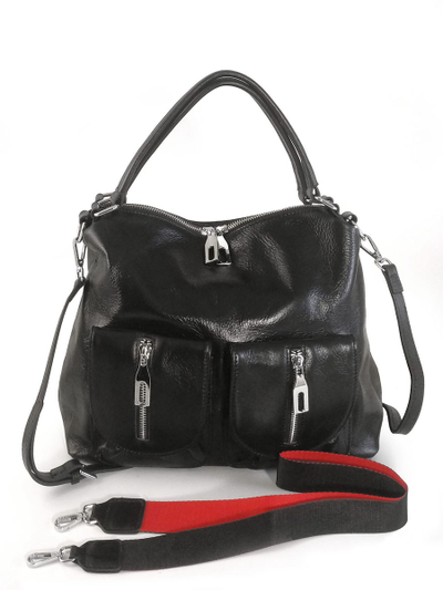 (АРТИКУЛ: 10120/1/5) СУМКА ЖЕНСКАЯ, НЕБОЛЬШАЯ, НАТУРАЛЬНАЯ КОЖА С НЕБОЛЬШИМ ГЛЯНЦЕМ, ЧЕРНАЯ, С ПЛЕЧЕВЫМ РЕМНЕМ