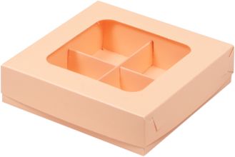 Коробка на 4 конфеты с/о (персиковая), 120*120*30мм