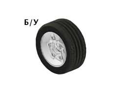 ! Б/У - Wheel 81.6 x 34 Six Spoke with Black Tire 81.6 x 34 ZR Technic Straight Tread 2998 / 2997, White (2998c01) - Б/У