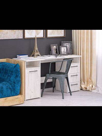 Фронда-9 стол письменный с тумбой и ящиками Крафт светлый