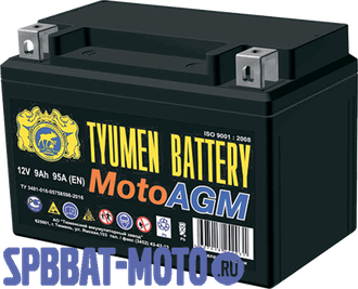 Аккумулятор TYUMEN BATTERY 6MTС-9 AGM 9Ач ток 110А (EN) ДхШхВ 150х86х105мм YTX9-BS, YTX9