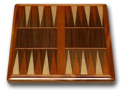 Maple, Mahogany and Walnut Veneer Backgammon with Mahogany Wood Edge