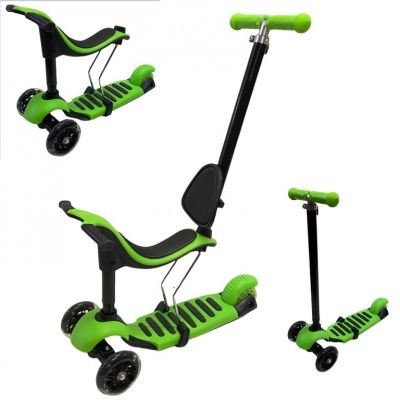 Самокат беговел Scooter 0332-4S Genius 5в1 зеленый