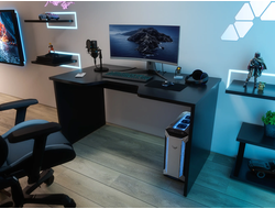 Стол геймерский С-240 черный шагрень/черный