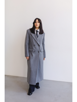 Пальто шерстяное в полоску