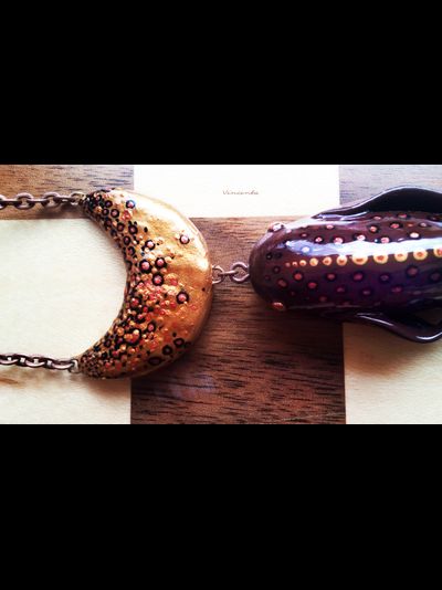 Подвеска с авантюринами и месяцем "Рыбка Лунного Пути"