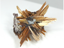 Редкость! Рутил свободного роста, сростки "звезды" золотистых игольчатых кристаллов на кристаллах гематита, Бразилия (27*22*15 мм, 2,3 г) №37914