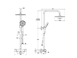 Душевая колонна, VitrA AquaHeat Bliss 250, с верхним душем и термостатическим смесителем, A47201EXP