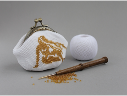 Монетница "Зодиак" Набор для вязания крючком с бисером от Ирины Рудевич - ДЕВА (белый)