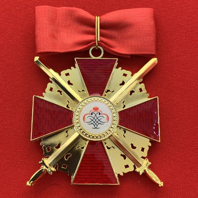 Орден Александра Невского большой с мечами, с бантом из муаровой ленты. Полноразмерная копия LUX! Лот № 66.