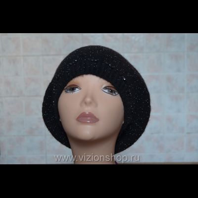 Берет на осень весну с бисером и камнями Vizio Италия 5892 BO черный