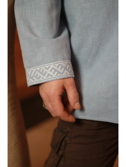 Рубаха с капюшоном «Утро Сварога» небесная