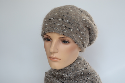 Вязаный шарф из шерсти мериноса Vizio Италия 8074 ореховый