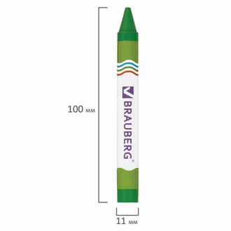 Восковые карандаши утолщенные BRAUBERG, НАБОР 12 цветов, 222966