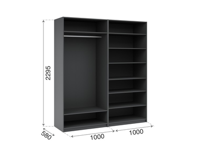 Шкаф РОНДО Фиеста 200.1 с зеркалом/ручка СМ-9 Антрацит/Кварц грей