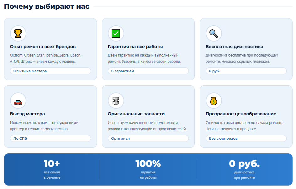 Преимущества ремонта чековых термопринтеров Custom Citizen Star в Санкт-Петербурге