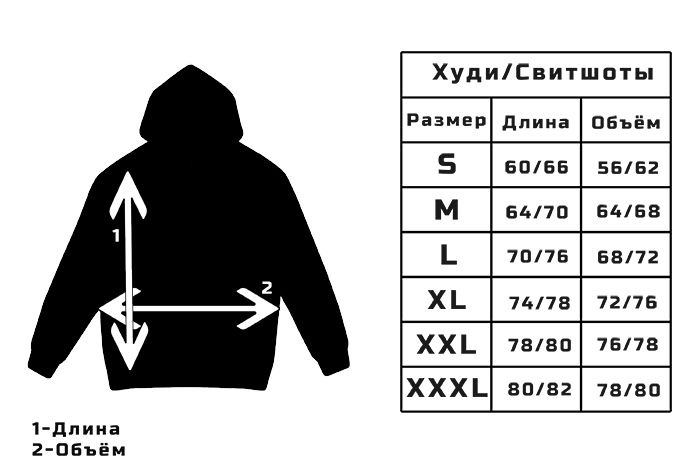 Таблица размеров худи Mordex