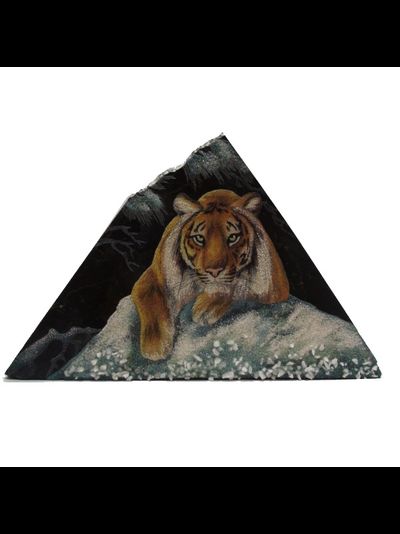 Спил змеевика с каменной росписью, разные изображения