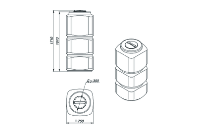 Размеры полиэтиленовой емкости для воды L750 литров