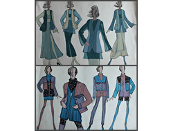 "Мода. эскизы одежды" бумага гуашь 1970-е годы