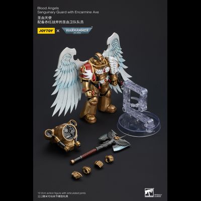Сангвинарный гвардеец Кровавых Ангелов (Warhammer 40k) - КОЛЛЕКЦИОННАЯ ФИГУРКА 1/18 Blood Angels Sanguinary Guard with Encarmine  Axe (JT6250) - JOYTOY