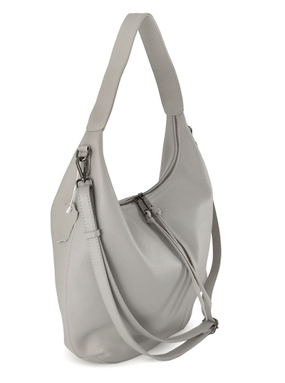(АРТИКУЛ: 9868/1/5) СУМКА МЕШОК, БОЛЬШАЯ, НАТУРАЛЬНАЯ КОЖА, СВЕТЛО-СЕРАЯ, ЧЕРЕЗ ПЛЕЧО