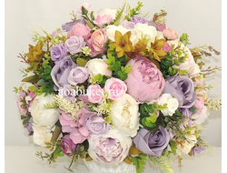 Цветочная композиция из искусственных цветов Амели № МС003 - Размер 35х35 см - в Москве