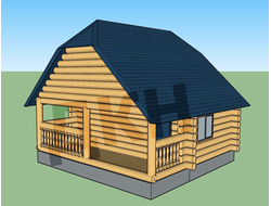 баня 6 на 4 с верандой 2 на 6  ломаная кровля