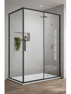 Душевой уголок Slim-U VSR-2SU9012CLB, 1200*900, м.черный, стекло прозрачное