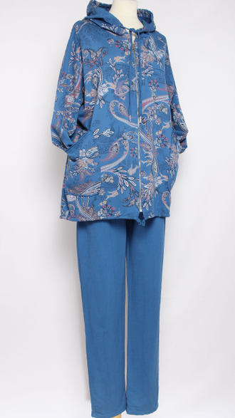 КОСТЮМ ХУДИ И БРЮКИ "МОЛНИЯ ВЬЮН" синий до 56р.