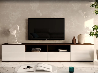 Тумба ТВ Каскад-3 (2402*436*473) венге/белый глянец