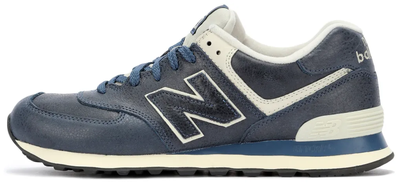 New Balance 574 Leather Blue с мехом женские